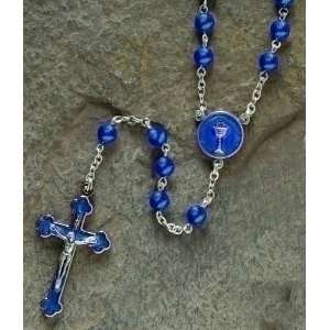  New   Pack of 4 Blue First Communion Rosaries with Glass 