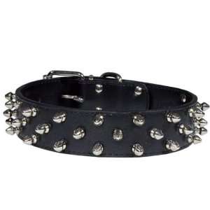  Designer Dog Collar   Triple Spike Collar   Black   Large 