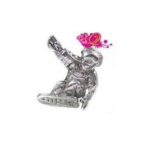   Silver Plated Snowboard Charm Bead for Pandora/Troll/Cham Jewelry