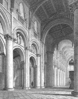 Oxon.Oxford CATHEDRAL INTERIOR. Old Vintage View.1847  