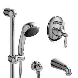   Pressure Balance Tub Shower With Diverter And Stops Chrome w White Cap