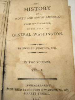 ANTIQUE 1809 SNOWDEN NORTH SOUTH AMERICA HISTORY BOOK VOL 1 MAPS 