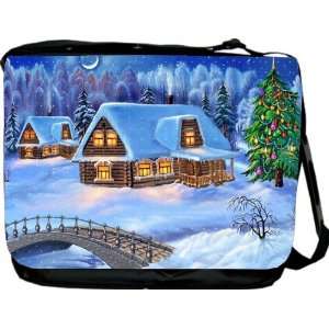 Rikki KnightTM White Christmas Scenery Design Messenger Bag   Book Bag 