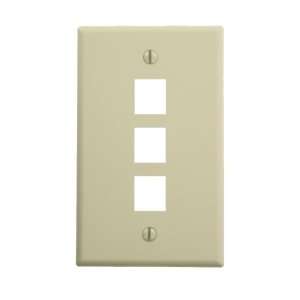  Leviton 40803 I QuickPort 3 Port Wallplate, Ivory, Label 