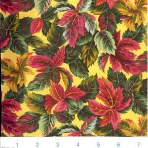  45 Wide Chelseas Garden Colorful Leaves Yellow Fabric 