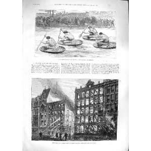  1881 Coracle Boat Race Severn Shropshire Fire Cheapside 