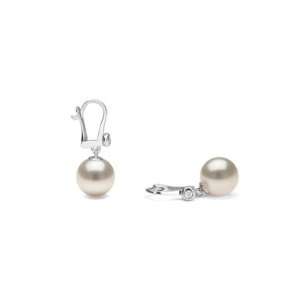  White South Sea Pearl Dangle Earrings, 9.0 15.0 mm 