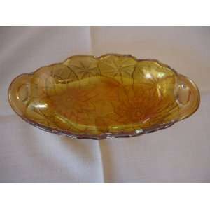  Vintage Peach Lustre Oval Candy Dish 
