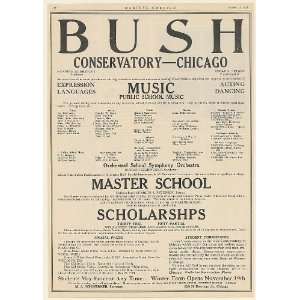 Bush Conservatory Chicago School of Music Faculty List Print Ad (Music 
