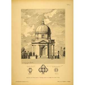  1890 Print Mausoleum Lenck Sopron Hungary Architecture 