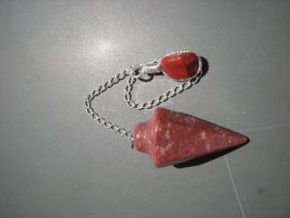 Natural Red Jasper Pendulum Silver Chain & Extras 1.5  