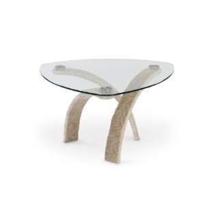   Cascade Stone and Glass Pie Shaped Cocktail Table