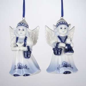  Club Pack of 12 Blue China Angel Christmas Ornaments