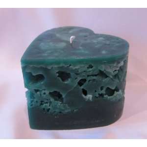  Hand Poured Heart 3.25x5 Ice Wax Candle, Green, Lime 