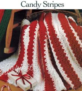 Candy Stripes Afghan, snowflake stitch crochet pattern  