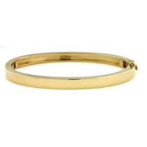  14k Yellow Gold 5.2mm Solid Flat Bangle   7 Inch 