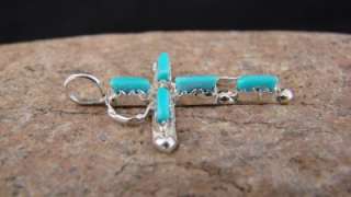 Zuni Turquoise Cross Pendant Sterling Silver Indian  