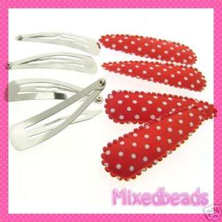   Hair Clips Snap with Red Satin Polka Dot covers 1 3/4  Barrette