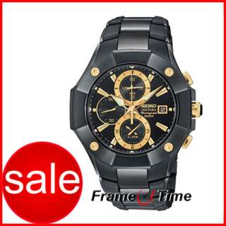 Seiko Mens Two Tone Coutura Alarm Chronograph Black ION SNAC75 Watch 