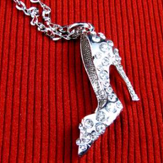  High Heel rhinestones LONG necklace pendants chain 
