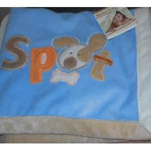    Blankets and Beyond Soft Blue Plush Spot Puppy Blanket Baby