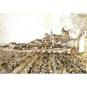   24 x 16 inches   View of Saintes Maries with Chur