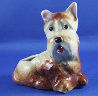   Scottish Terrier or Schnauzer Dog Puppy Small Ceramic Planter Figurine