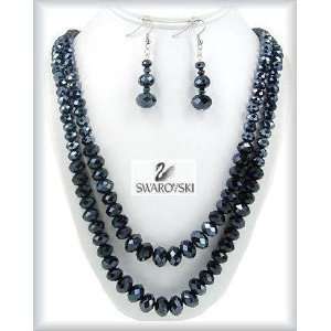   Necklace Black Crystal   Kikis Luxe Fashion Jewelry