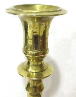 Wonderful Antique 1800s Hand Turned Brass Saucer Candlesticks  