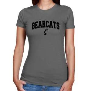  Cincinnati Bearcats Ladies Charcoal Logo Arch T shirt Sports