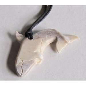   Made Moose Antler Carved Orca Killer Whale Pendant 