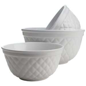  Reco International Weave Pattern Bowls Set of 3, White 
