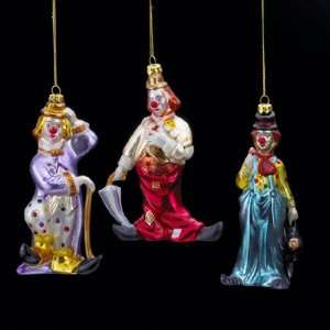 Pack of 6 Colorful Circus Clown Hand Blown Glass Christmas Ornaments 5 