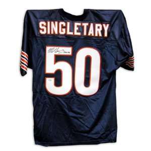  Mike Singletary Autographed Blue Custom Jersey with HOF 