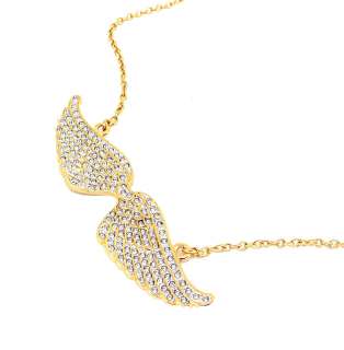 CC Skye Gold Vermeil Pave Crystal Angel Wings Necklace  