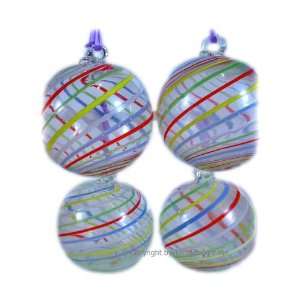  4 Fused Blown Studio Glass Xmas Christmas Ornaments