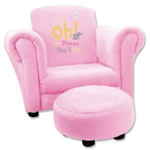   Seuss Oh The Places Youll Go Pink Velour Club Chair Set Pink Baby