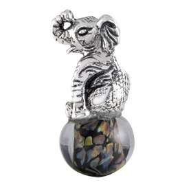Silverado Elephant Murano Glass European Bead Charm  