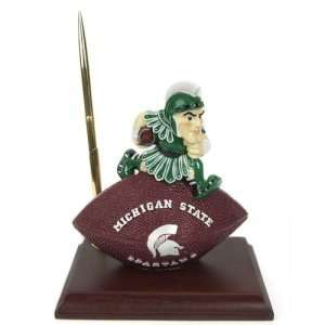  Michigan State Spartans NCAA Mascot Desk Pen & Clock Set 