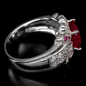 ALLURING TOP BLOOD RED RUBY,SAPPHIRE 925 SILVER RING SZ 8.0  