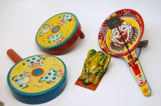 Tin Toy Vintage LOT Frog CLICKER, Clacker,Noisemakers 4  