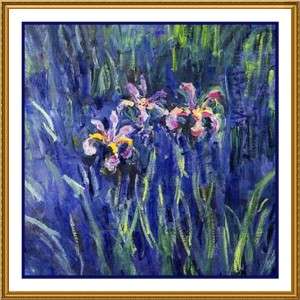 Impressionist Monets Irises from Giverny Counted Cross Stitch Chart 