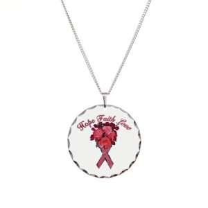  Necklace Circle Charm Cancer Pink Ribbon Survivor Hope Faith 
