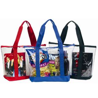Clear Zipper Shopping Tote All Purpose Tote Bag   3 Color Choices