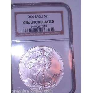    2005 NGC GEM UNCIRCULATED $1.00 1 oz Silver Eagle 