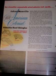 Vtg Johns Manville Catalog~Asbestos Roof Shingles~Salem  