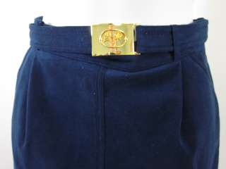 LEO MARCIANO Blue Suede Skirt Blazer Suit Set Sz 29 L  