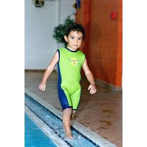 Splash About neoprene Combie wetsuit (swimwear), Lime & Royal, 4 6 