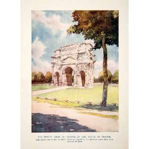 1913 Color Print Roman Arch Orange France Architecture Art Gaul 