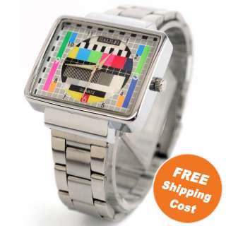 RESOLUTION DISPLAY RECTANGLE SILVER COLOR QUARTZ WATCH  